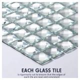 Retails for $124! Geetery 20 Sheets 12 x 12 Inches Mirror Glass Mosaic Tile Backsplash Crystal Mirror Diamond Tile for Kitchen Bathroom Disco Laundry Wall DIY Picture Frame Decoration