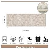 2x10 Washable Kitchen Runner Rug Boho Vintage Non-Slip Carpet Runner for Hallway, Entryway, Bedroom & Bathroom Soft Low-Pile Thin Area Rug with Rubber Backing (Beige,2x10)