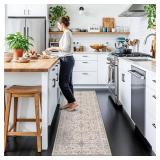 2x10 Washable Kitchen Runner Rug Boho Vintage Non-Slip Carpet Runner for Hallway, Entryway, Bedroom & Bathroom Soft Low-Pile Thin Area Rug with Rubber Backing (Beige,2x10)
