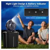 Portable Misting Fan with 11L Large Bucket for Outdoor Patios, 20000mAh Battery Operated Camping Fan with Hanging & Lighting, 3 Speed & 3 Spray Outlets, Rechargeable Fans for Fishing Garden