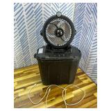 Portable Misting Fan with 11L Large Bucket for Outdoor Patios, 20000mAh Battery Operated Camping Fan with Hanging & Lighting, 3 Speed & 3 Spray Outlets, Rechargeable Fans for Fishing Garden