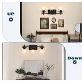 3-Lights Bathroom Vanity Light Fixtures, Modern Black Vanity Lights Over Mirror with Clear Glass Shade for Bathroom, Wall Mounted Lamp for Bedroom Hallway Living Room