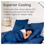 Bambaw 100% Viscose Derived from Bamboo Pillowcase Queen Size Set of 2 Cooling Pillow Cases Queen, Envelope Pillow Cases Queen, Navy Blue Pillow Case, Breathable & Anti Acne Pillow Cases (Navy Blue)