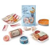 Tiny Land Organic Play Food Set - 6PCS Wooden Seafood & Meat Toy Set for Kids, Pretend Grocery for Kitchen Play, Montessori Toy Gift