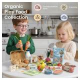 Tiny Land Organic Play Food Set - 6PCS Wooden Seafood & Meat Toy Set for Kids, Pretend Grocery for Kitchen Play, Montessori Toy Gift