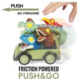 DINOBROS School Bus Toy with Light and Sound, Dinosaurs Friction Powered Car Bus Toys for Kids Crazy Dino