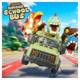 DINOBROS School Bus Toy with Light and Sound, Dinosaurs Friction Powered Car Bus Toys for Kids Crazy Dino