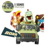 DINOBROS School Bus Toy with Light and Sound, Dinosaurs Friction Powered Car Bus Toys for Kids Crazy Dino