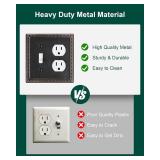 2-Pack Combo Toggle/Duplex Light Switch Cover Plate, Aged Bronze Metal Wall Outlet Cover Plate, Decorative Classic Beaded Wall Socket Receptacle Cover for Electrical Outlets, Light Switch