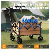 Collapsible Wagon Cart with Universal Wheels, 480LBS Wagons Carts Heavy Duty Collapsible Wagon with Cup Holders, Utility Beach Carts for Camping, Garden, Shopping, Fishing, Sports