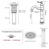 GGStudy 360 Swivel Single Handle One Hole Bathroom Vessel Sink Faucet Matching Pop Up Drain Without Overflow Brushed Nickel