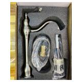 GGStudy 360 Swivel Single Handle One Hole Bathroom Vessel Sink Faucet Matching Pop Up Drain Without Overflow Brushed Nickel