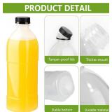 6 Pack 32 oz PP Heat-Resistant Plastic Juice Bottles With Caps-Plastic Smoothie Bottles-Reusable Bulk Beverage Containers with Lids For Juicing, Milk(Dishwasher Safe)