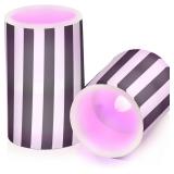 Striped Black White Flameless Flickering Candles Led Flameless Candles with Remote for Decor 4" 5" Set of 2
