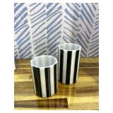 Striped Black White Flameless Flickering Candles Led Flameless Candles with Remote for Decor 4" 5" Set of 2