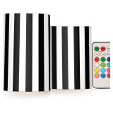Striped Black White Flameless Flickering Candles Led Flameless Candles with Remote for Decor 4" 5" Set of 2