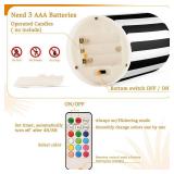 Striped Black White Flameless Flickering Candles Led Flameless Candles with Remote for Decor 4" 5" Set of 2