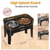 URPOWER 3-in-1 Elevated Dog Bowls - Mess Proof Double Deck 4 Height Adjustable Raised Stand with 2 Stainless Steel Food Bowls & Licking Plate for Small, Medium & Large Dogs