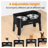 URPOWER 3-in-1 Elevated Dog Bowls - Mess Proof Double Deck 4 Height Adjustable Raised Stand with 2 Stainless Steel Food Bowls & Licking Plate for Small, Medium & Large Dogs