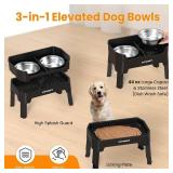 URPOWER 3-in-1 Elevated Dog Bowls - Mess Proof Double Deck 4 Height Adjustable Raised Stand with 2 Stainless Steel Food Bowls & Licking Plate for Small, Medium & Large Dogs