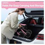 Ridego 5 in 1 Tricycle for Toddlers 3-5 Years Old,Foldable Toddler Bike with Push Handle and Cup Holder, Ideal Balance Bike and Birthday Gifts for 2 3 4 5 Year Old Boys Girls,Pink