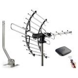 PIBIDI Digital HD TV Antenna, Amplified Attic/Outdoor Antenna, 360 Degree Rotation Wireless Remote, 4K 1080P VHF UHF