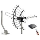 PIBIDI Digital HD TV Antenna, Amplified Attic/Outdoor Antenna, 360 Degree Rotation Wireless Remote, 4K 1080P VHF UHF