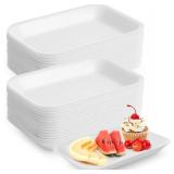 150 Pcs Crafts Foam Trays, White Foam Supermarket Disposable Poultry Meat Fruit Trays, BBQ Grill Roast Food Plates, Rectangle DIY Craft Painting Trays for Printmaking DIY Handicraft (8 x 4.7 x 1 in)