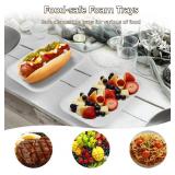 150 Pcs Crafts Foam Trays, White Foam Supermarket Disposable Poultry Meat Fruit Trays, BBQ Grill Roast Food Plates, Rectangle DIY Craft Painting Trays for Printmaking DIY Handicraft (8 x 4.7 x 1 in)