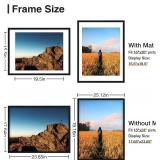 Vittanly 18x24 Picture Frame with Plexiglass - Large Black Poster Frame for Wall Display - Includes 16x20 Mat, Made of Durable PVC Design - 1 Pack