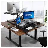 Retails for $140! FITUEYES Height Adjustable Standing Desk 32 Wide Sit to Stand Converter Stand Up Desk Tabletop Workstation for Dual Monitor Riser FSD308001WB