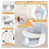 Swivel Baby Bath Seat, Openable Armrest and 360 Rotatable Baby Bath Seat for Babies 6 Months & up, Baby Bath Mat/Rinse Cup/Brush/Baby Shower Cap Included, White