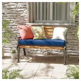 Premium Outdoor Bench Cushions for Patio Furniture 3.5inches Memory Foam Bench Cushion Waterproof Fade Resistant Porch Swing Cushions with Straps 42 18 Inch Blue