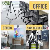 U.S. Art Supply 66" High Showroom Black Aluminum Display Easel and Presentation Stand, Adjustable Floor and Tabletop Use