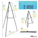 U.S. Art Supply 66" High Showroom Black Aluminum Display Easel and Presentation Stand, Adjustable Floor and Tabletop Use