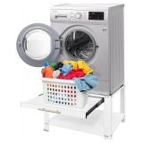 Retails for $160! Royxen Washer and Dryer Pedestals Heavy Duty Metal Laundry Pedestal 29", Washer Dryer Pedestal Extra Big Screws for Anti-Vibration, Basket Shelf, 800lbs Capacity, White