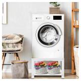 Retails for $160! Royxen Washer and Dryer Pedestals Heavy Duty Metal Laundry Pedestal 29", Washer Dryer Pedestal Extra Big Screws for Anti-Vibration, Basket Shelf, 800lbs Capacity, White