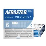 Aerostar 20x20x1 MERV 6 Pleated Air Filter, AC Furnace Air Filter, 6 Pack (Actual Size: 19 3/4" x 19 3/4" x 3/4")
