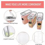 PRAKI Large Dry Food Storage Containers with Lids, 6PCS Airtight Cereal Containers Storage Set, Leak-proof Canister Set for Kitchen Pantry Organization with 20 Labels & Marker (4L Black)