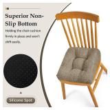 downluxe Chair Cushions for Dining Chairs 4 Pack, Tufted Indoor Chair Pads with Non-Slip Bottom, U-Shaped Kitchen Chair Cushions, 17"x17"x4", Khaki