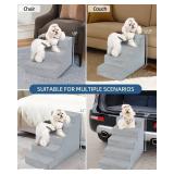 Vfrog Dog Stairs for Small Dogs,17.5" H,4-Step Dog Steps Ramp for Bed and Couch with High Density Foam,Non-Slip Pet Steps for Dogs and Cats,Pet Stairs with a Washable Cover,Grey