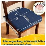 AAAAAcessories D-Shaped Chair Cushions, 2" Thick Dining Chair Pads with Ties and Removable, Machine-Washable Cover, 17" x 16", Set of 4, Blue