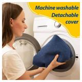 AAAAAcessories D-Shaped Chair Cushions, 2" Thick Dining Chair Pads with Ties and Removable, Machine-Washable Cover, 17" x 16", Set of 4, Blue