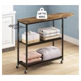 GILLAS Ironing Board with 2 Tier Storage Basket, Movable Ironing Board Full Size for Iron Rest & Clothes, Tabletop Ironing Boards, Ironing Stand Iron Boards Ironing Table Rustic