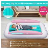 Inflatable Toddler Travel Bed, Portable Toddler Bed | Kids Air Mattress with Sides | Reversible 2 Colors Kids Blow Up Mattress -Mint Green & Pink