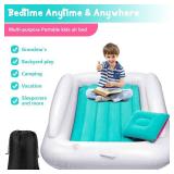 Inflatable Toddler Travel Bed, Portable Toddler Bed | Kids Air Mattress with Sides | Reversible 2 Colors Kids Blow Up Mattress -Mint Green & Pink