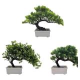 Artificial Bonsai Pine Tree Fake Desk Plants Commercial Reception Charm Adornment Home Decor Office Bookshelf Decor (Warm Colors)