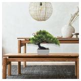 Artificial Bonsai Pine Tree Fake Desk Plants Commercial Reception Charm Adornment Home Decor Office Bookshelf Decor (Warm Colors)