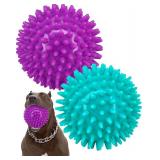 2 Pack 4.5 Heavy Duty Squeaky Dog Ball for Medium Large Dogs, Spikey Dog Ball Toys for Clean Teeth and Training, Large Dog Toys for Aggressive Chewers
