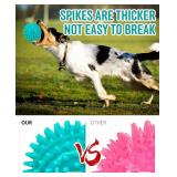 2 Pack 4.5 Heavy Duty Squeaky Dog Ball for Medium Large Dogs, Spikey Dog Ball Toys for Clean Teeth and Training, Large Dog Toys for Aggressive Chewers